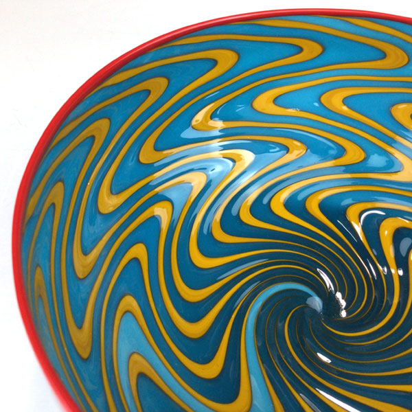 Turquoise & Orange Cane Bowl - Image 2